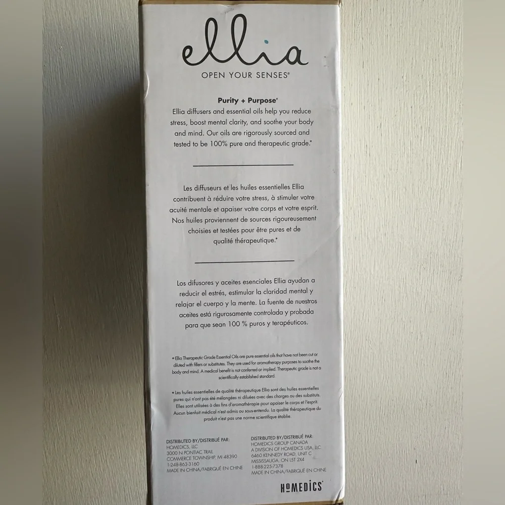 Homedics Ellia Aroma Diffuser - NEW - color changing